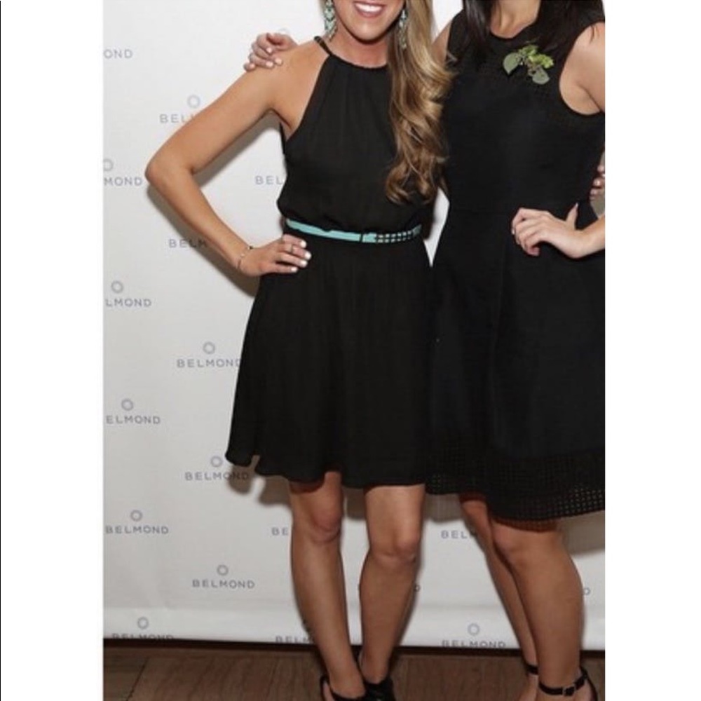 Tobi black high neck halter chiffon cocktail dress